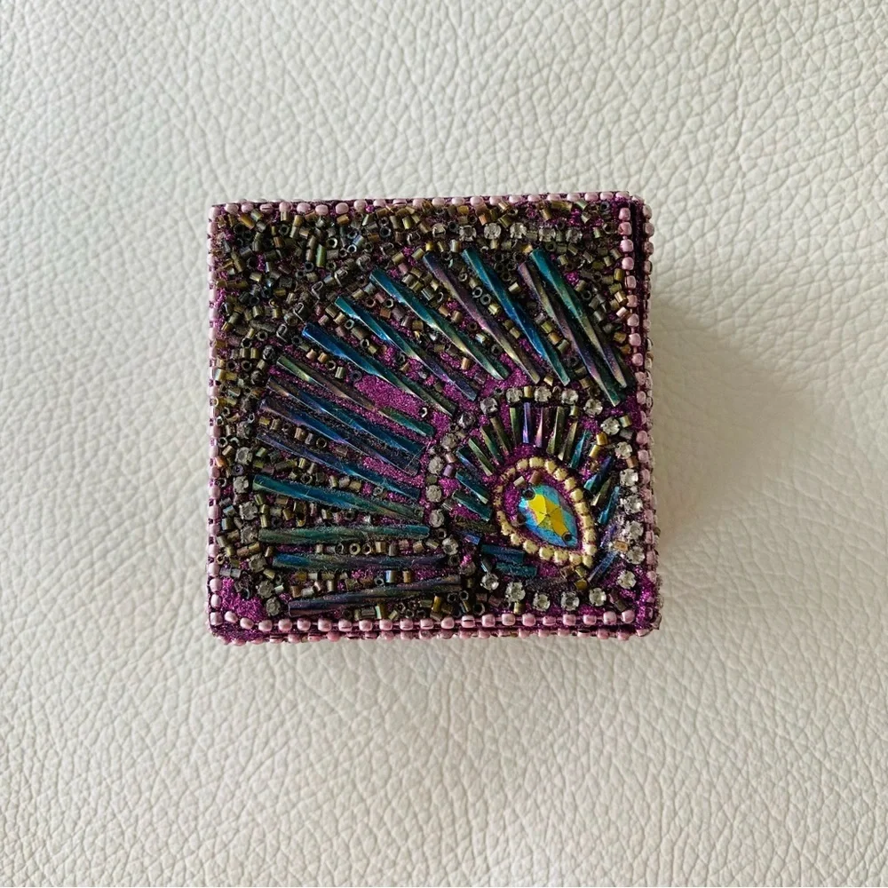 Small decorated keepsake box purple art work